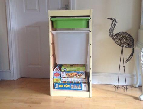 Pale yellow Ikea Trofast wooden toy storage painted