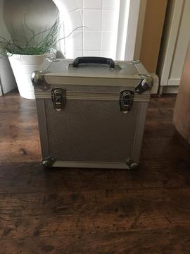Silver chrome record box carry case
