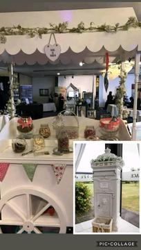 Wedding decorations props sweet cart post box ladder trees umbrellas hangers suitcase