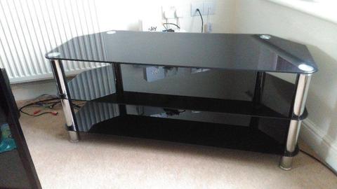 Black glass and chrome, large TV stand