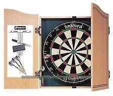 Phil the power taylor dart board darts and cabinet