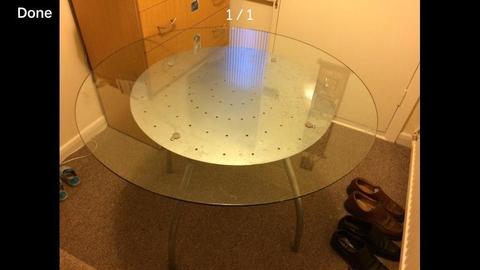 Circular glass table