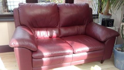FREE! Burgundy 2 seater leather sofa in good condition