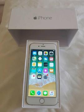 Boxed iphone 6 16gb white/silver mobile phone with charger on Vodafone network