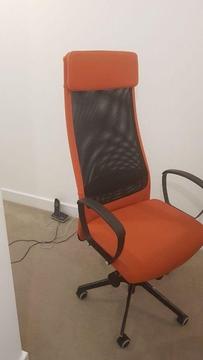 **FREE SAMEDAY DELIVERY** Lovely Orange High Back Swivel Chair In Very Good Condition