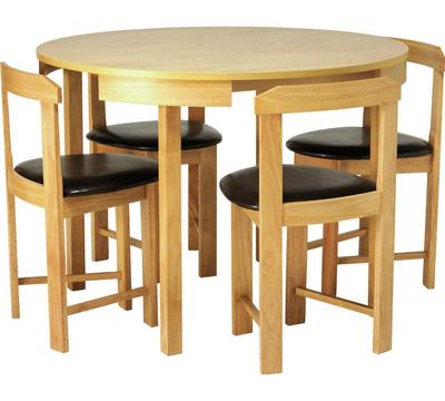 Hygena Alena Circular Solid Wood Table & 4 Chairs - Black