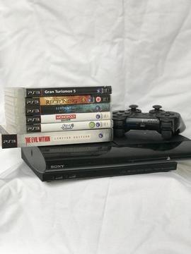 PS3 console, controller, games and cable included