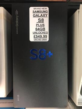 S8 PLUS 64GB UNLOCKED BRAND NEW WITH 2 YEAR SAMSUNG WARRANTY