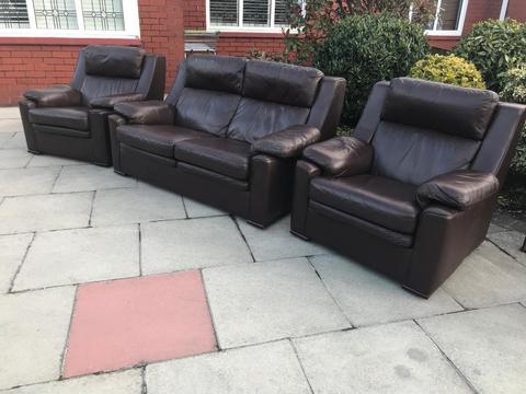 Brown leather 3 piece sofa suite can deliver