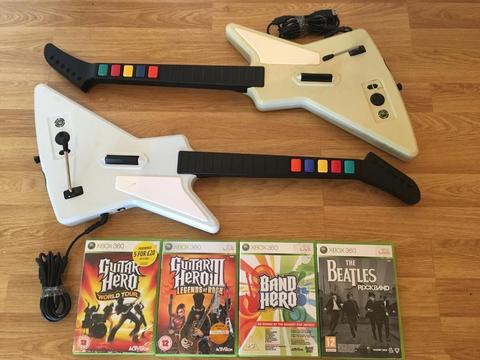 Xbox 360 - 2 Guitar Hero Guitars with 4 Games £20 no offers