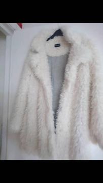 White fluffy coat size 10