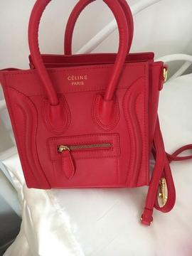 Celine Paris red mini luggage bag