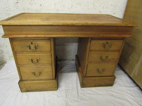 Small antique kneehole pine desk, lady, student, child