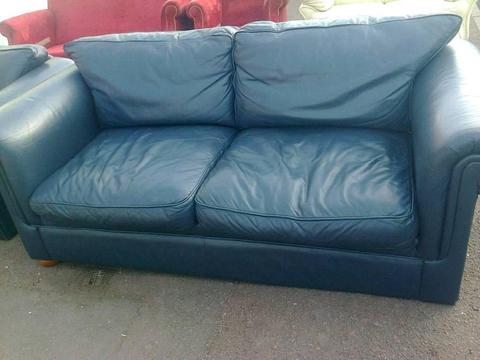 Blue leather settees