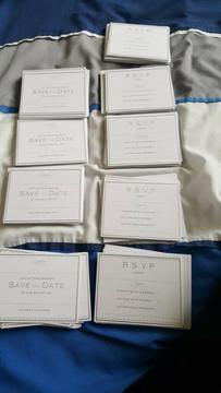 50 rsvp wedding cards and 40 save the date cards with envelopes