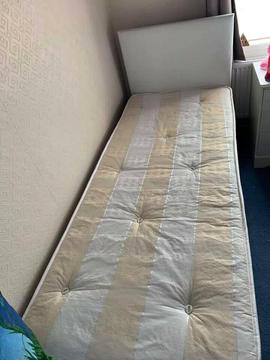 Narrow (80 cm) single divan bed with mattress and headboard