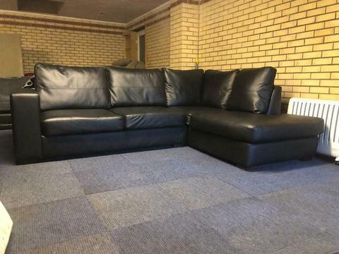 Black Leather Corner Sofa Delivery Available 