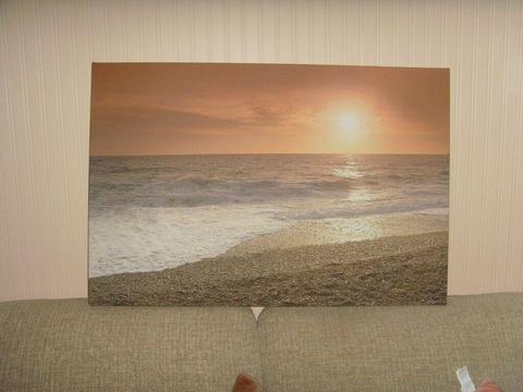 SEASCAPE/BEACH CANVAS PICTURE,90 CM X 60 CM - £10