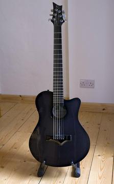 Emerald X10 Opus carbon fibre guitar, superb condition, built-in active pickup EQ & tuner, with case
