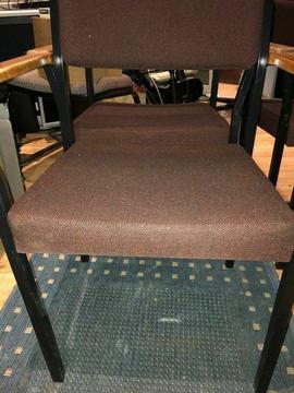 4 OFFICE CHAIRS - CUSHONED WITH METAL & WOOD FRAME