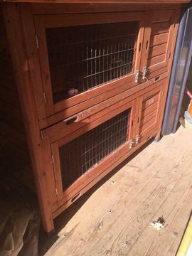 Wooden double tier rabbit/ guinea pig hutch