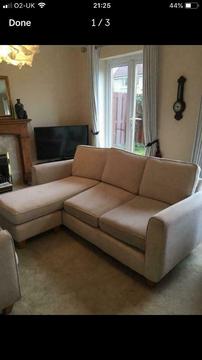 DFS 3 seater sofa (cream) with moveable chaise longue