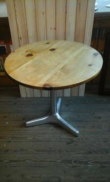 Pine table with alloy base