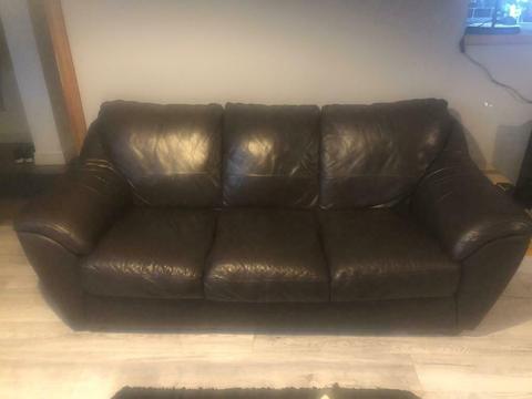 Nearly new sofa leather brown