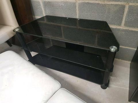 TV stand black tempered glass table
