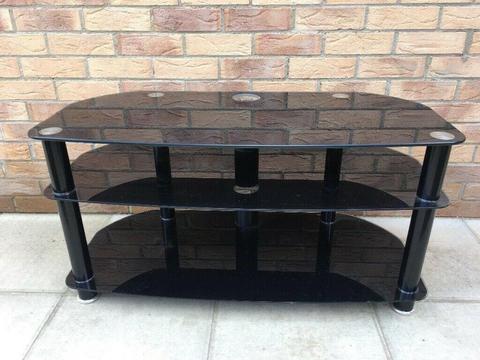 Black glass TV stand by Fenwick