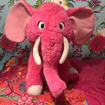 Large pink stuffed elephant