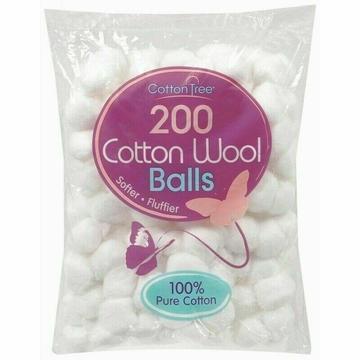 200 Cotton Wool Balls 100% Pure Cotton Baby Kids Wipes Skin Care Arts Crafts BN