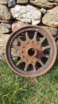 Antique Vtg French Michelin Bibendum Wooden & Metal Wheel 1920's Era RARE (A)