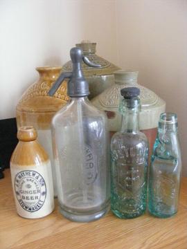 WANTED: OLD BOTTLES, FLAGONS, SODA SYPHONS, PUB & BREWERY ITEMS ETC